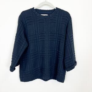 Lbt-Lbt Navy Blue 3/4 Sleeve Top Women's Medium